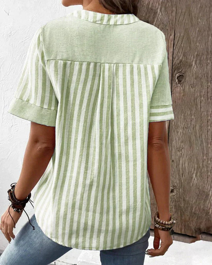 Women's Blouse | Stripe Pane Button Front