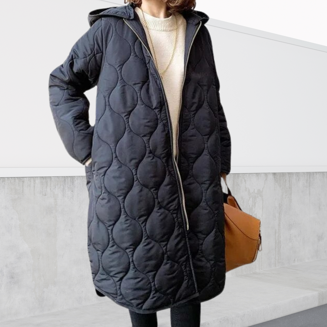Women's Coat | Zip Front Hooded Longline Cut