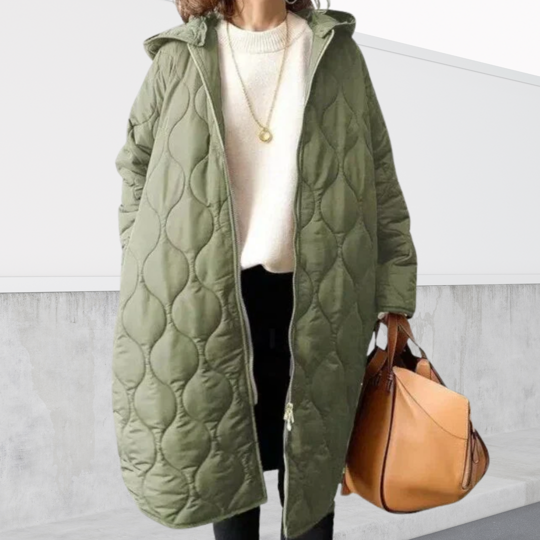 Women's Coat | Zip Front Hooded Longline Cut