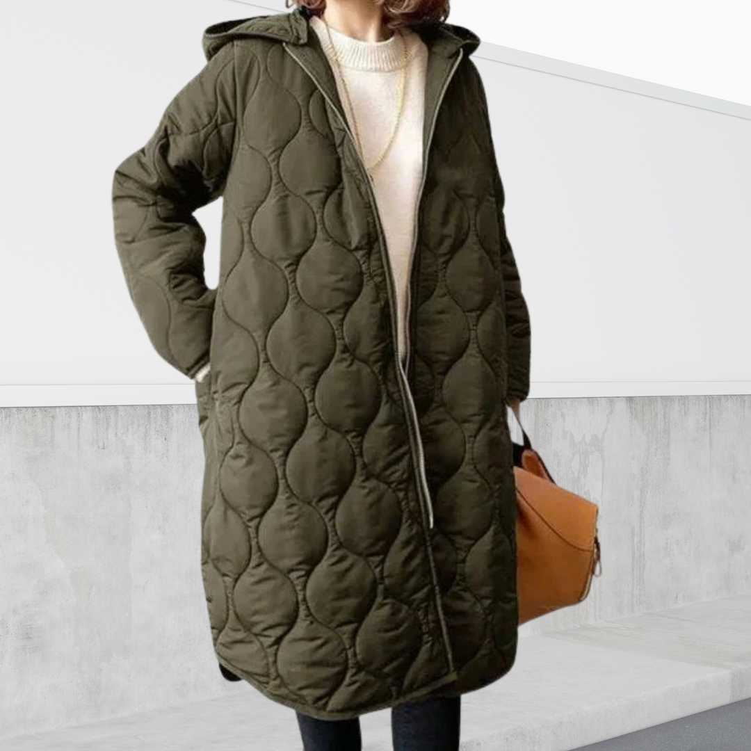 Women's Coat | Zip Front Hooded Longline Cut