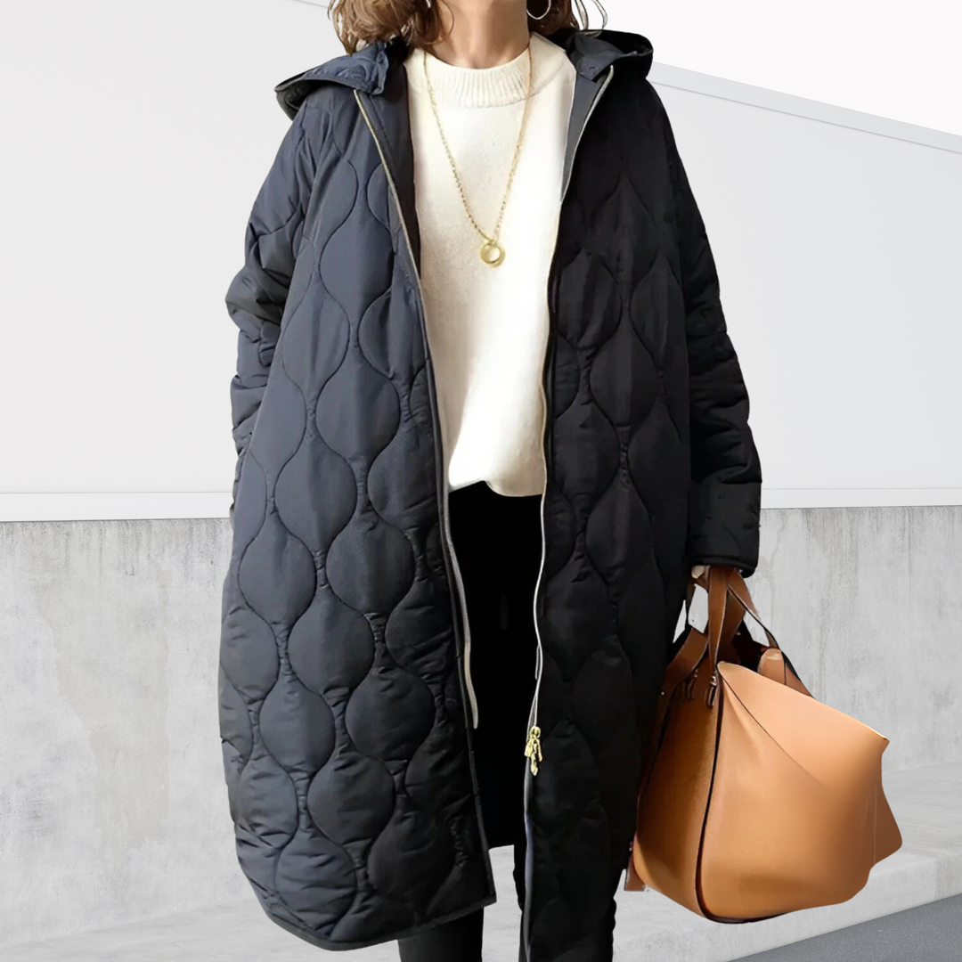 Women's Coat | Zip Front Hooded Longline Cut