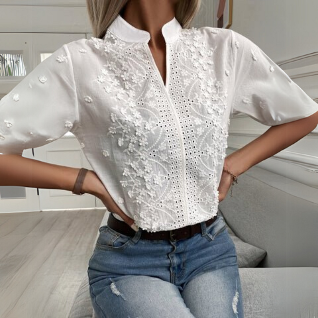 Women’s Blouse | Embroidered Short Sleeve