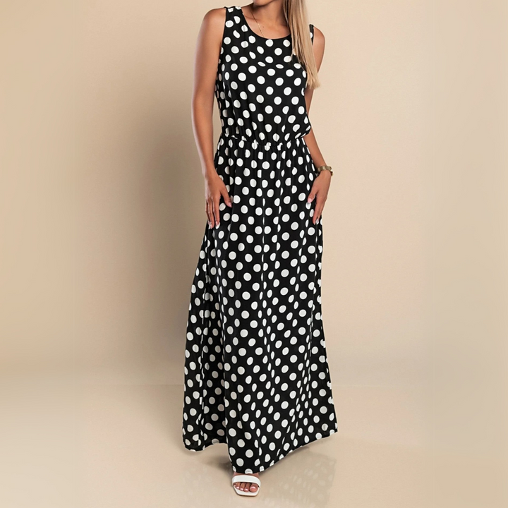 Women's Dress | Sleeveless Maxi Polka Dot Print
