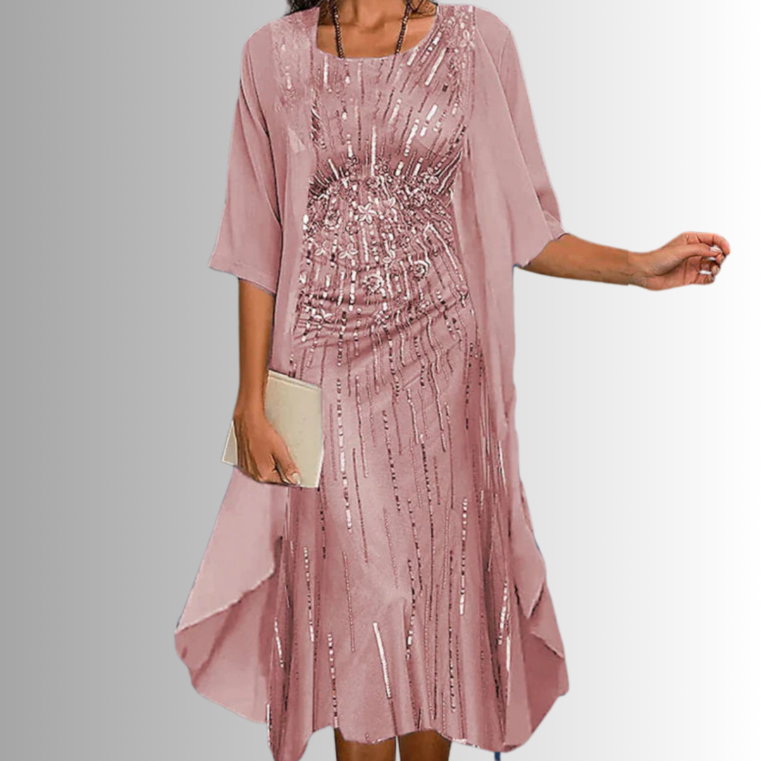 Women's Dress | Layered Open Front Midi