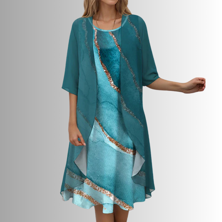 Women's Dress | Layered Open Front Midi