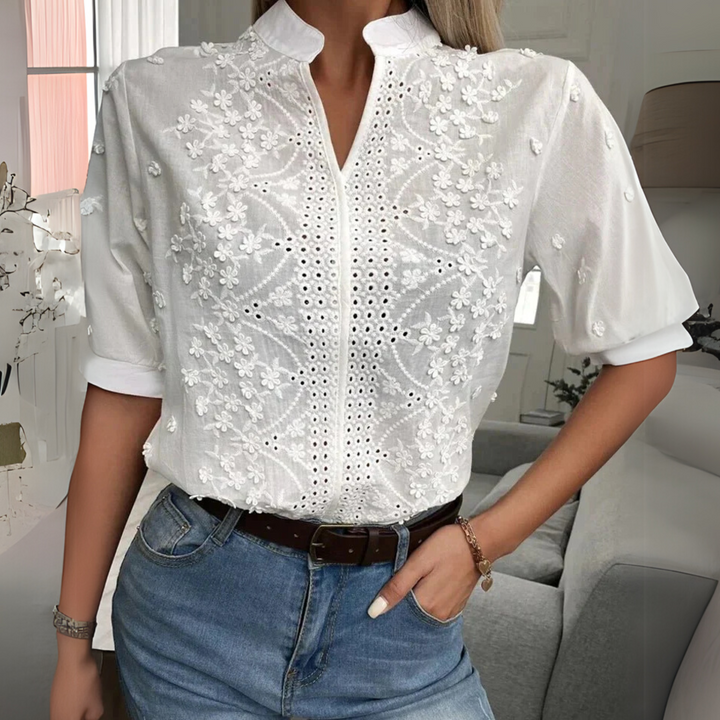 Women’s Blouse | Embroidered Short Sleeve
