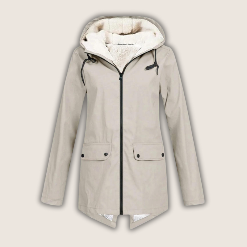 Women's Winter Jacket | Longline Hooded Flap Pockets