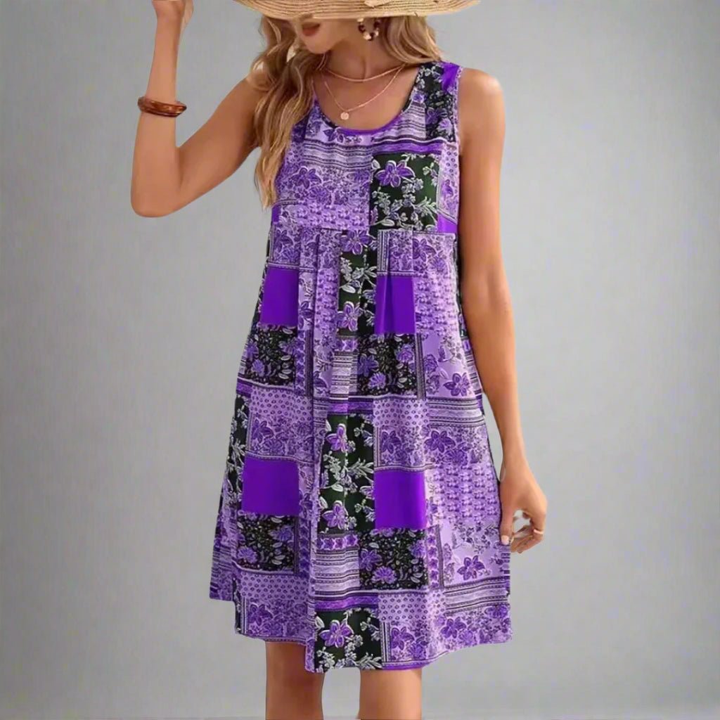 Women's Boho Mini Dress | Sleeveless Printed
