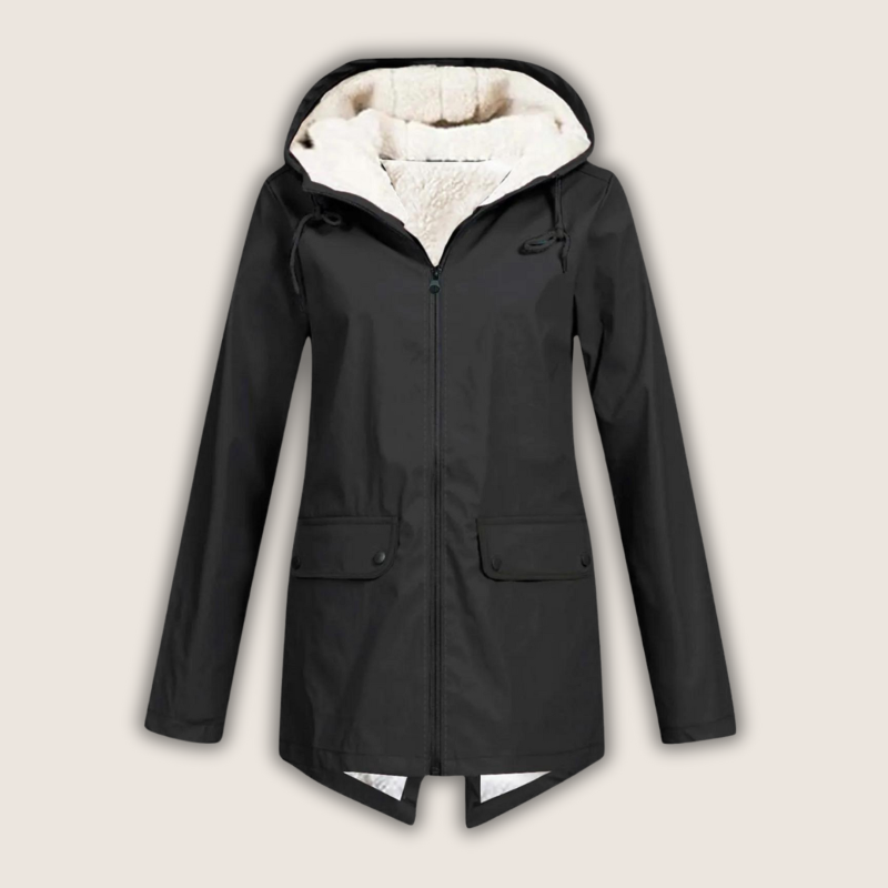 Women's Winter Jacket | Longline Hooded Flap Pockets