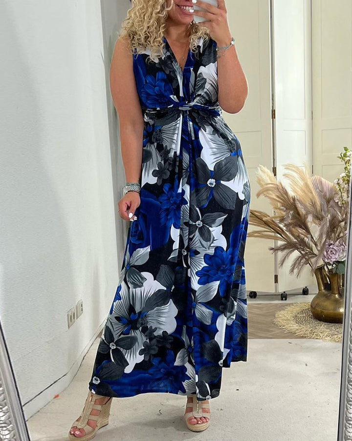 Women's Wedding Guest Maxi Dress | Floral Pleated
