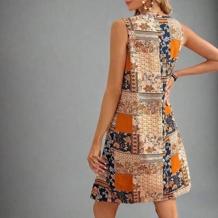 Women's Boho Mini Dress | Sleeveless Printed
