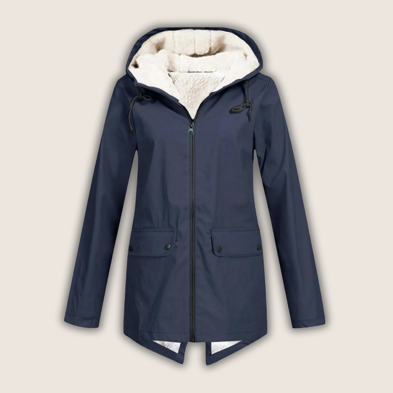 Women's Winter Jacket | Longline Hooded Flap Pockets