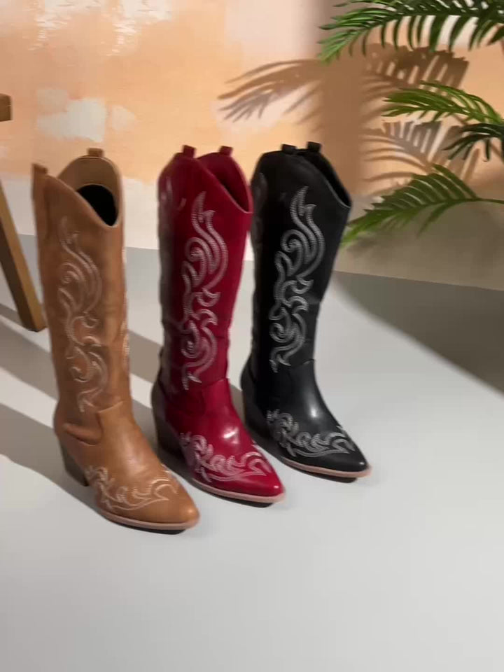 Cowboy Boots For Women | Knee-High Block Heel