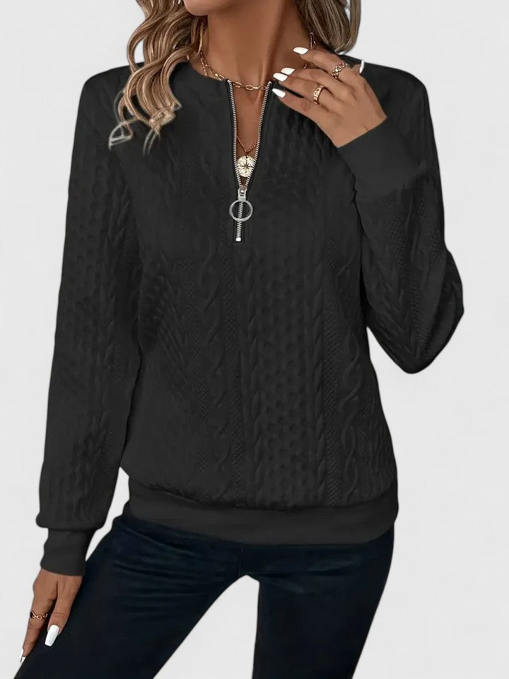 Women’s Sweater | Quarter Zip Cable Pattern