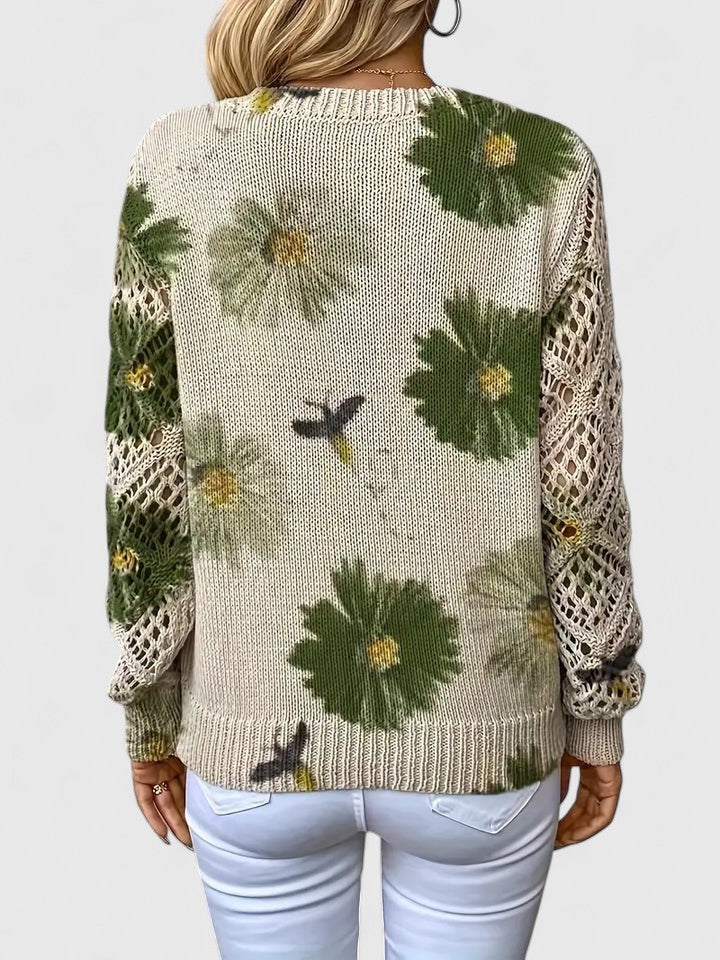 Women’s Sweater | V-Neck Floral Pattern