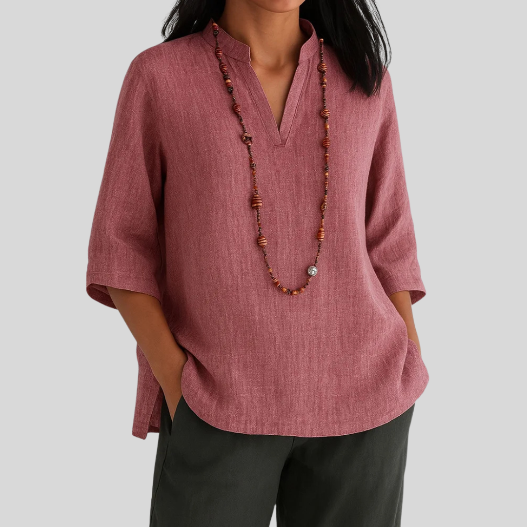 Women’s Blouse | V-Notch Three-Quarter Sleeve