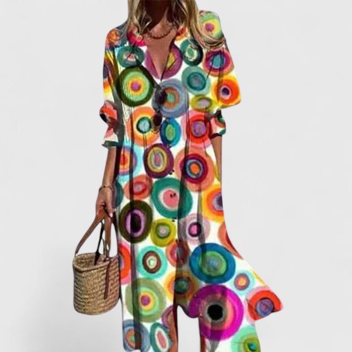 Women's Boho Maxi Dress | Botanical Long Sleeve