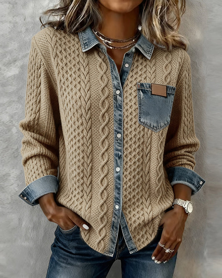 Women’s Blouse | Cable Pattern Button Front Blouse