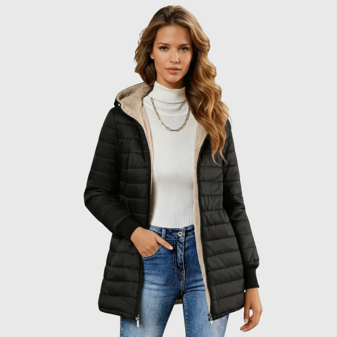 Women's Coat | Long Padded Zip Front Design