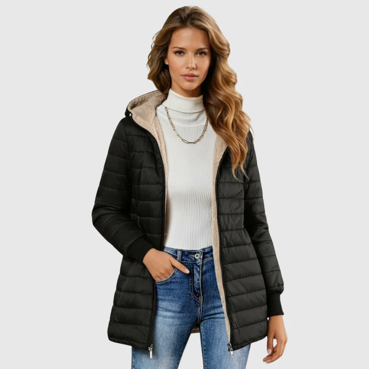 Women's Coat | Long Padded Zip Front Design