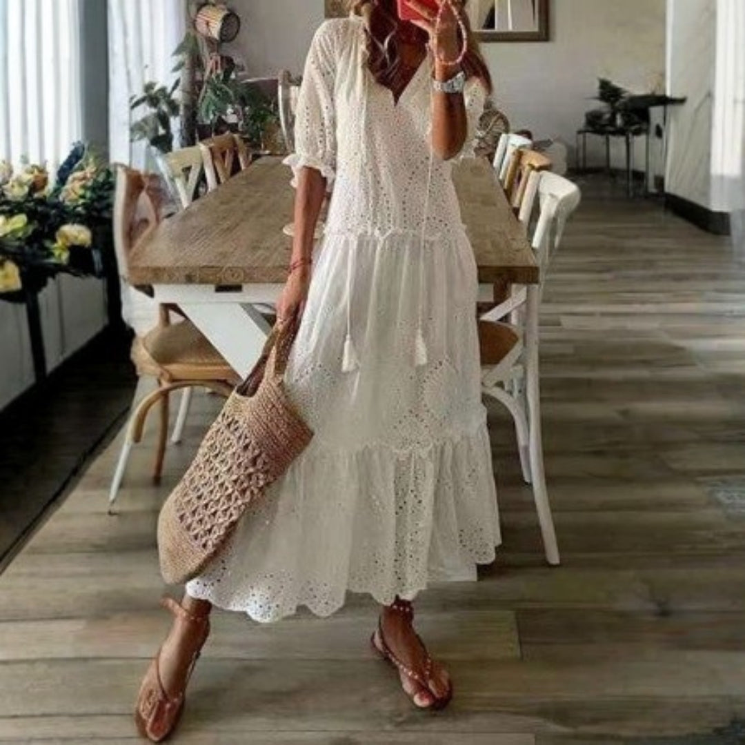 Women's Boho Maxi Dress | Short Sleeve Floral