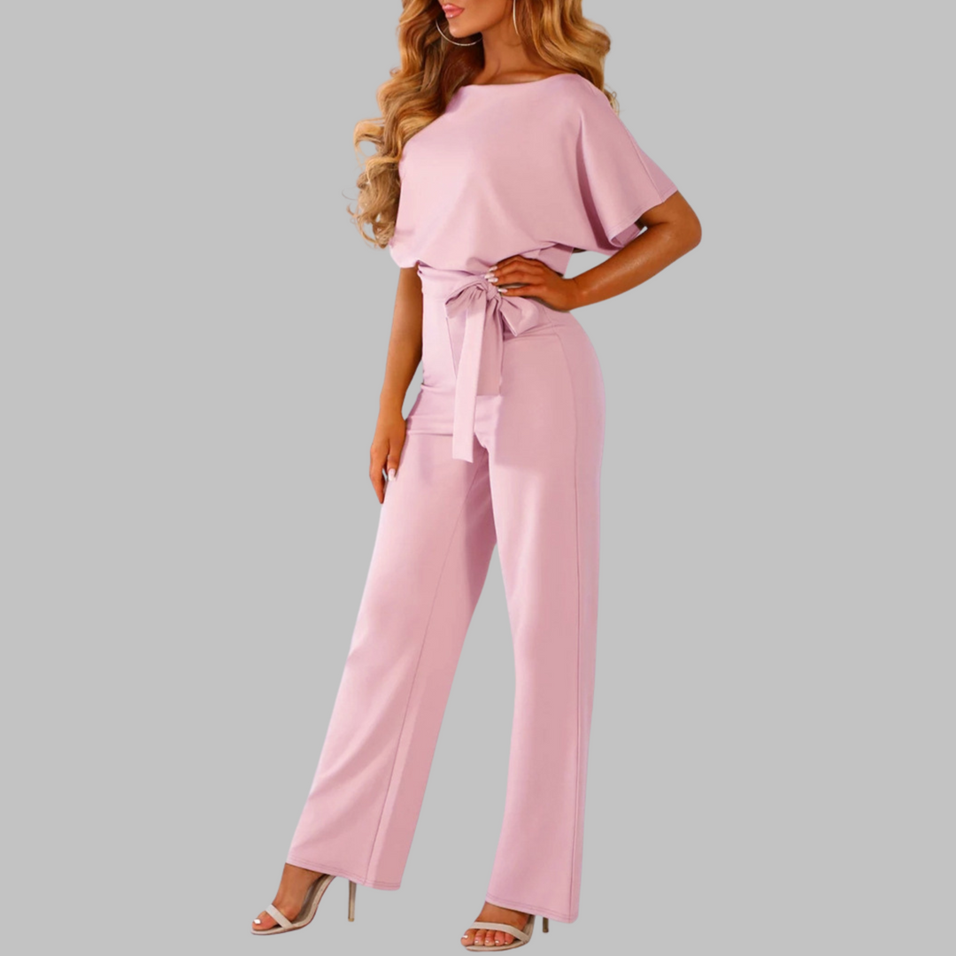 Women's Wide-Leg Jumpsuit | Belted Batwing Sleeve