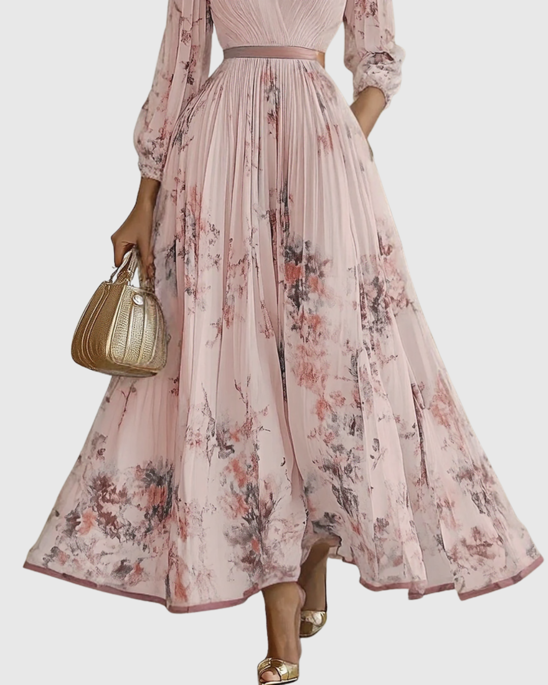 Women's Wedding Guest Maxi Dress | Pleated V-Neck