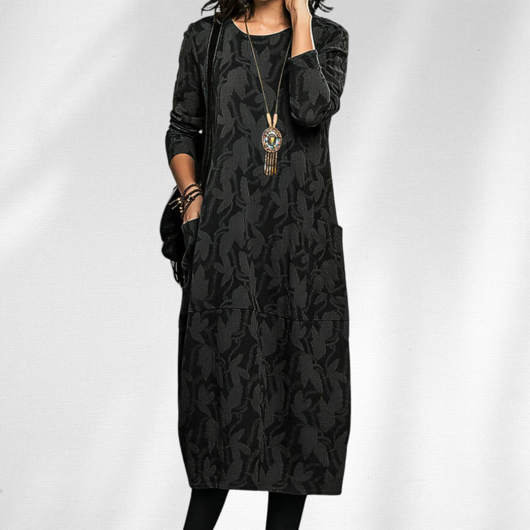 Women's Winter Dress | Pocket Detail Long Sleeve Midi