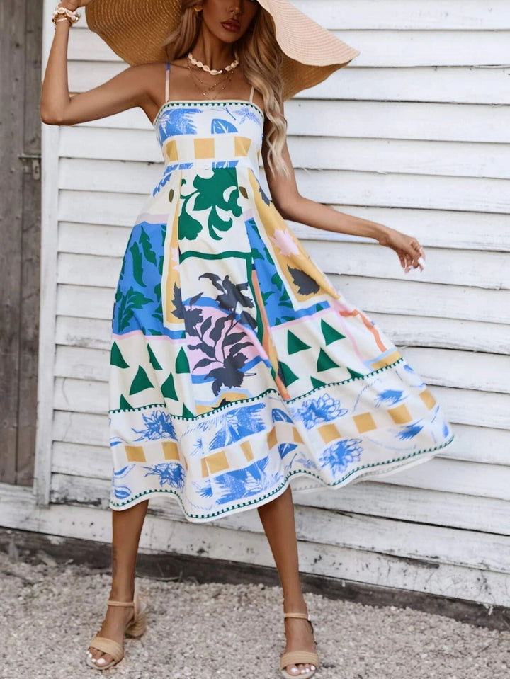 Women's Boho Midi Dress | Square Neck