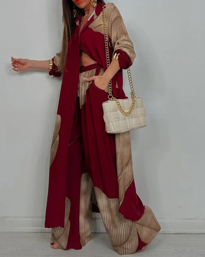 Women's Outfit Set | Wide Leg Collared Button Shirt