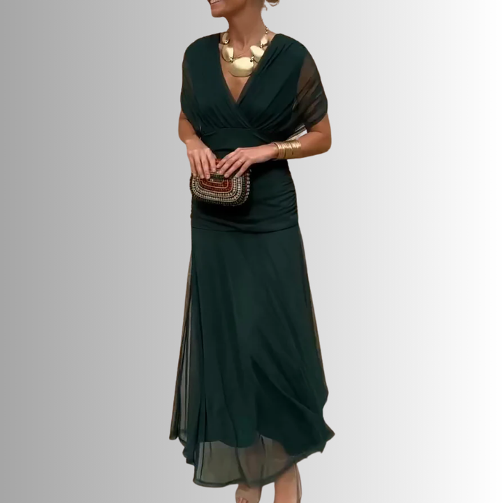 Women’s Dress | Draped V Neck Maxi