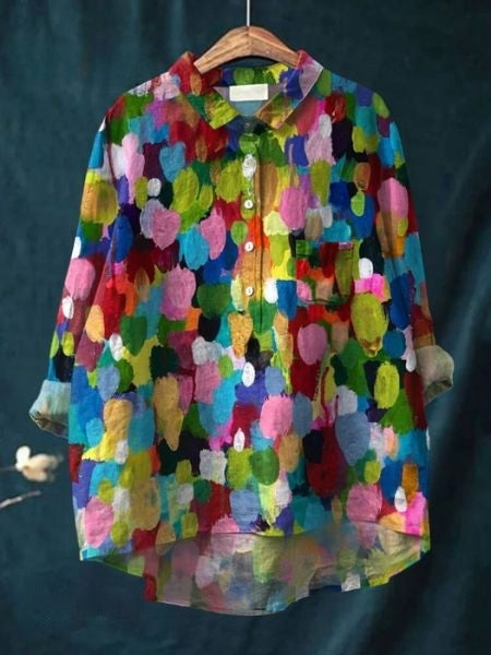 Women's Blouse | Abstract Floral Print Button Front