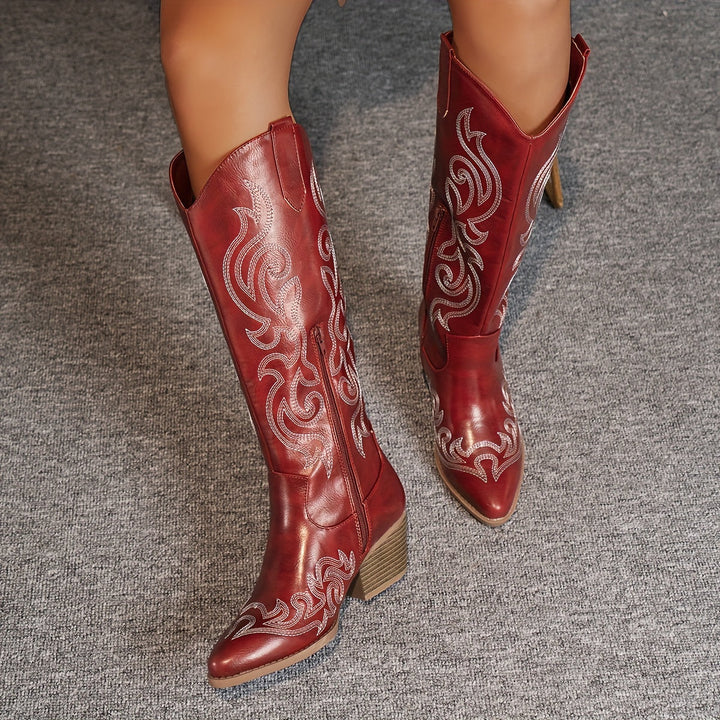 Cowboy Boots For Women | Knee-High Block Heel
