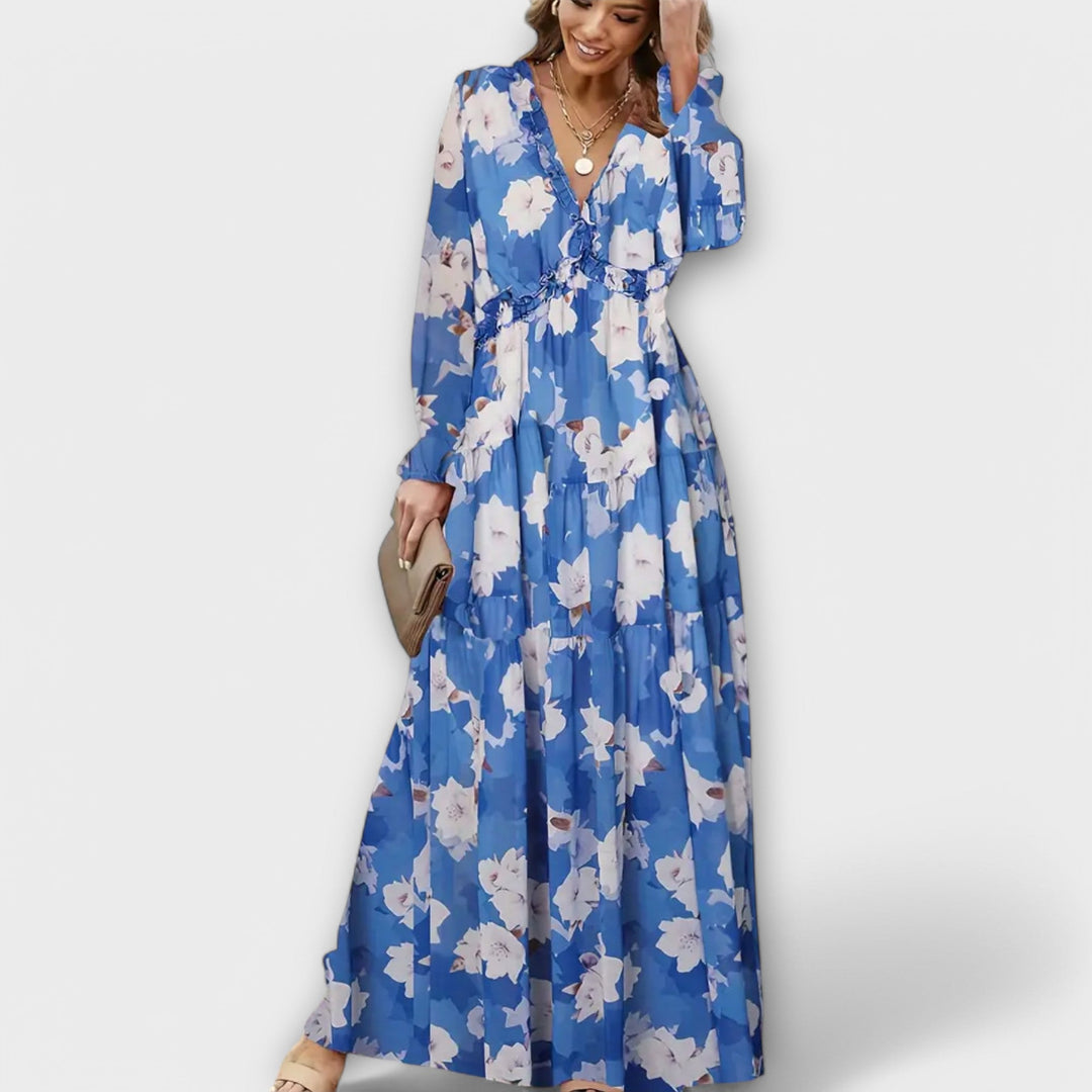 Women's Floral Maxi Dress | Pleated