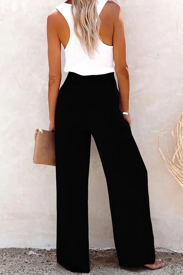 Women's Trousers | Button Front Elastic Waist