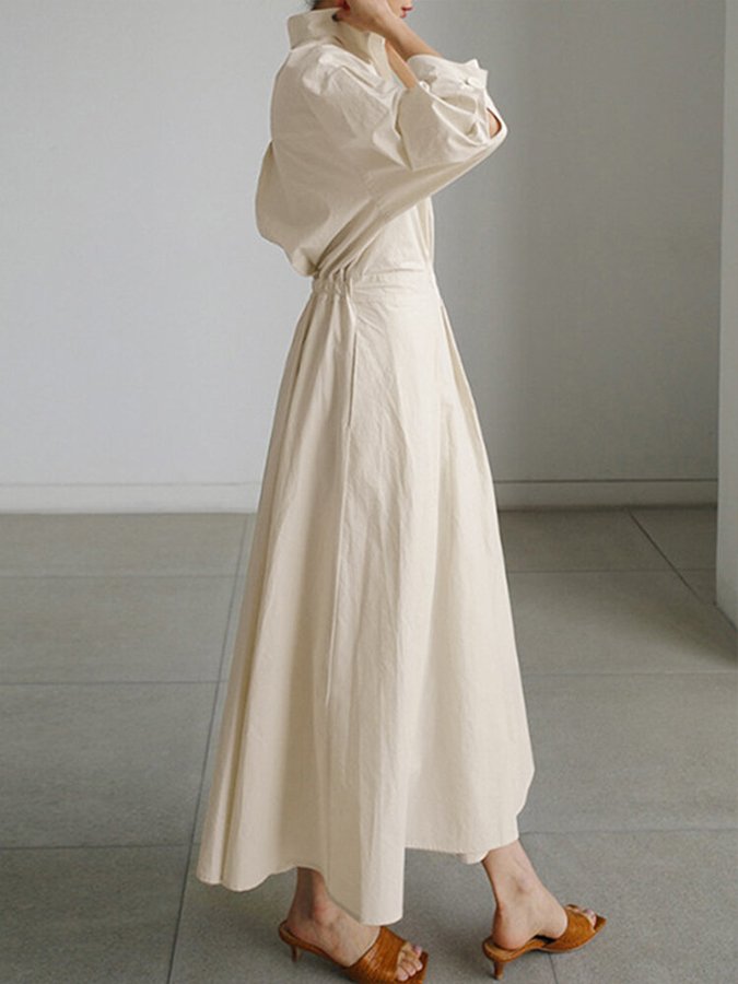 Women's Midi Dress | Collared Long Sleeve