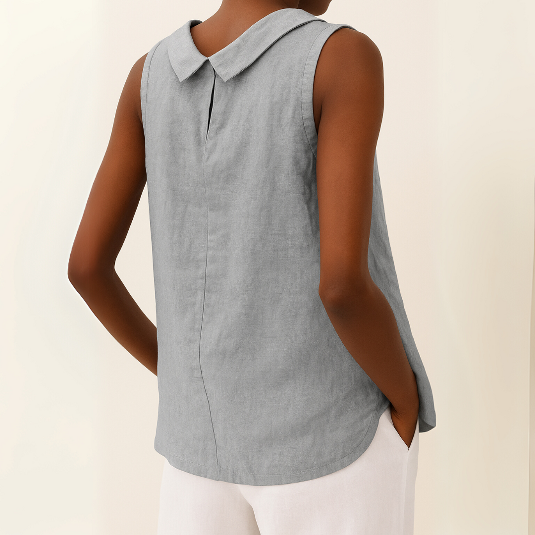 Women's Blouse | Sleeveless Roll Collar