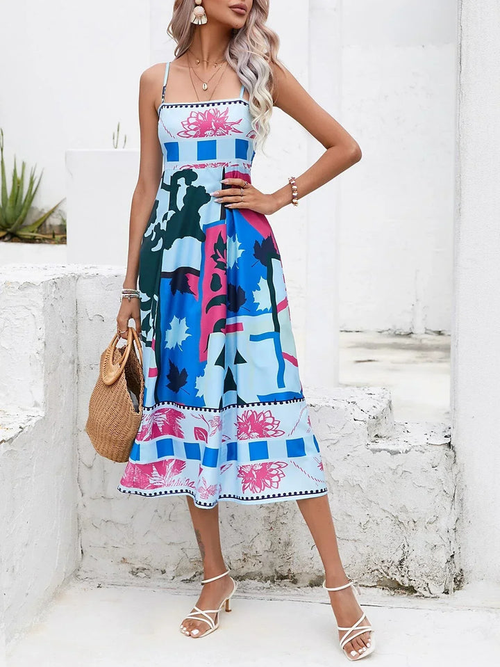 Women's Boho Midi Dress | Square Neck