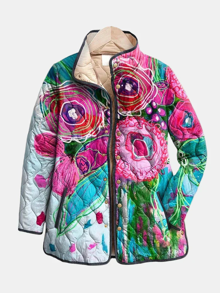 Women’s Jacket | Abstract Floral Quilted