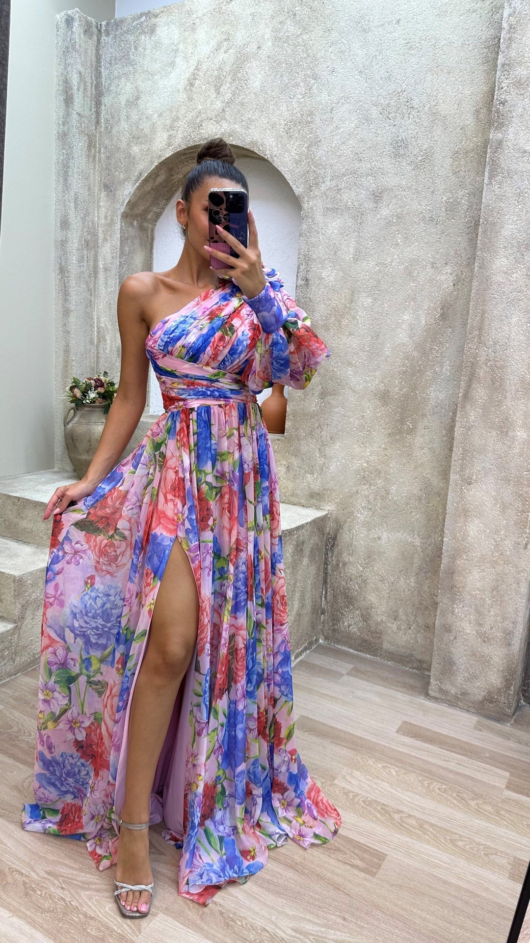 Women’s Dress | One Shoulder Floral Split Maxi