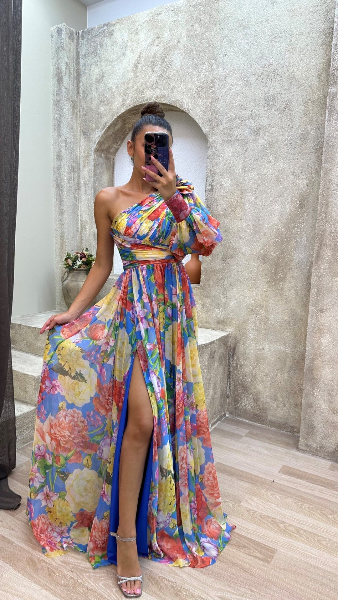 Women’s Dress | One Shoulder Floral Split Maxi