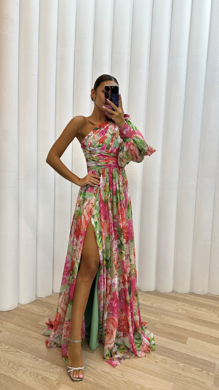 Women’s Dress | One Shoulder Floral Split Maxi
