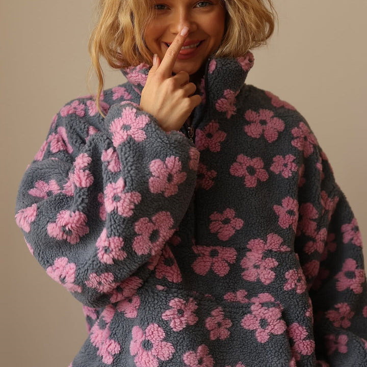 Women’s Sweater | Floral Quarter Zip