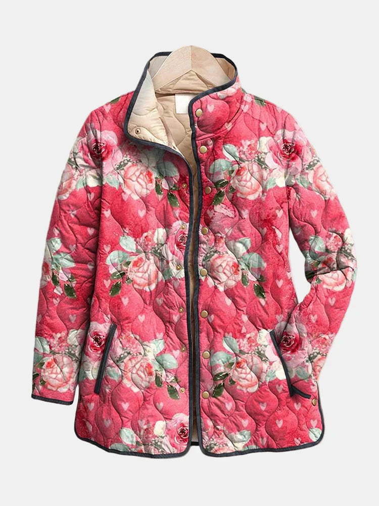 Women’s Jacket | Rose Heart Quilted Print
