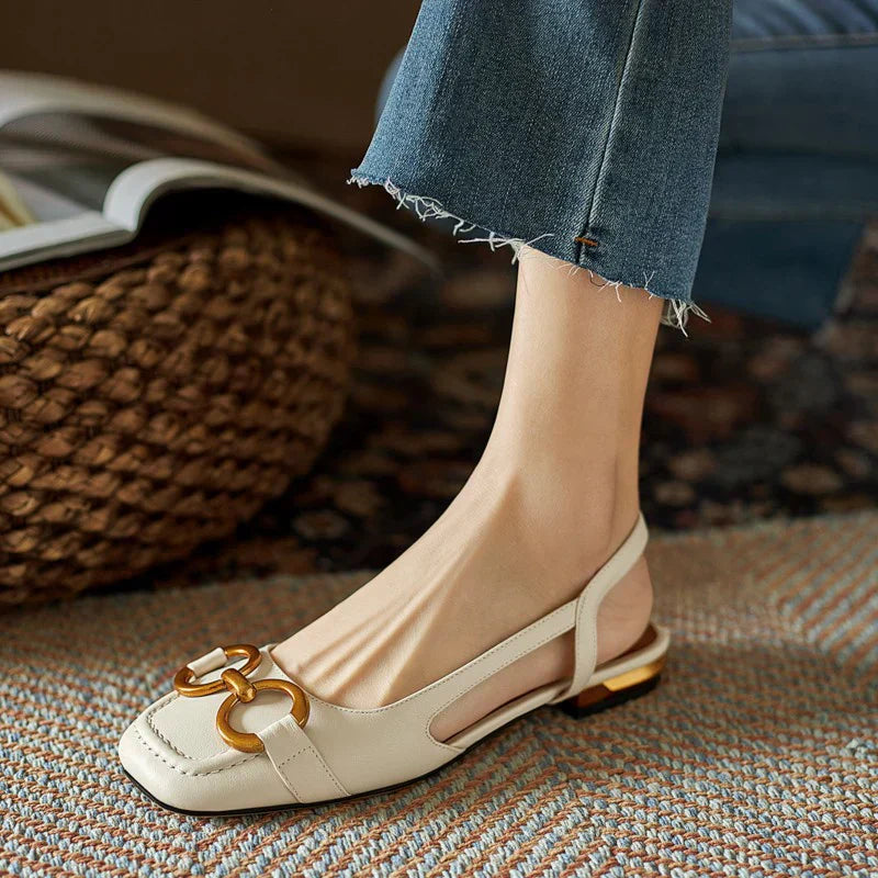 Flats For Women | Slingback Square Toe Detail