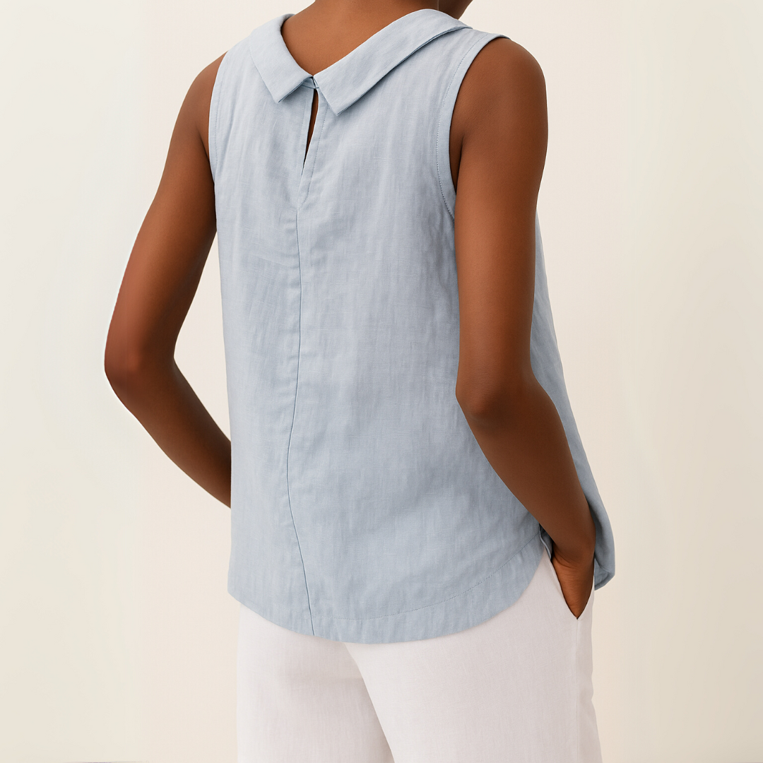 Women's Blouse | Sleeveless Roll Collar
