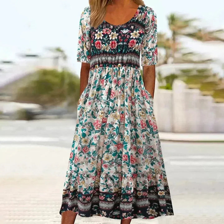 Women's Boho Midi Dress | Short Sleeve