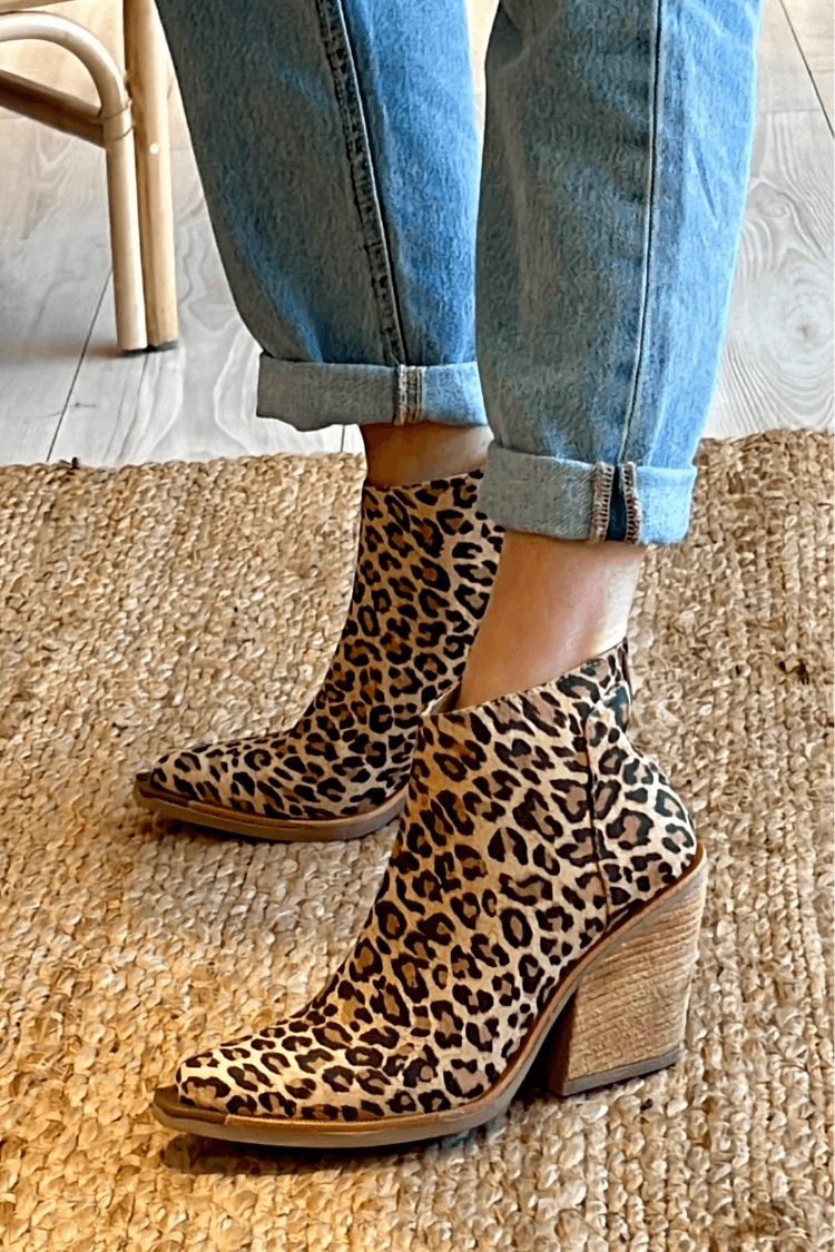 Boots for Women | Ankle-Height Block Heel and Panther Print