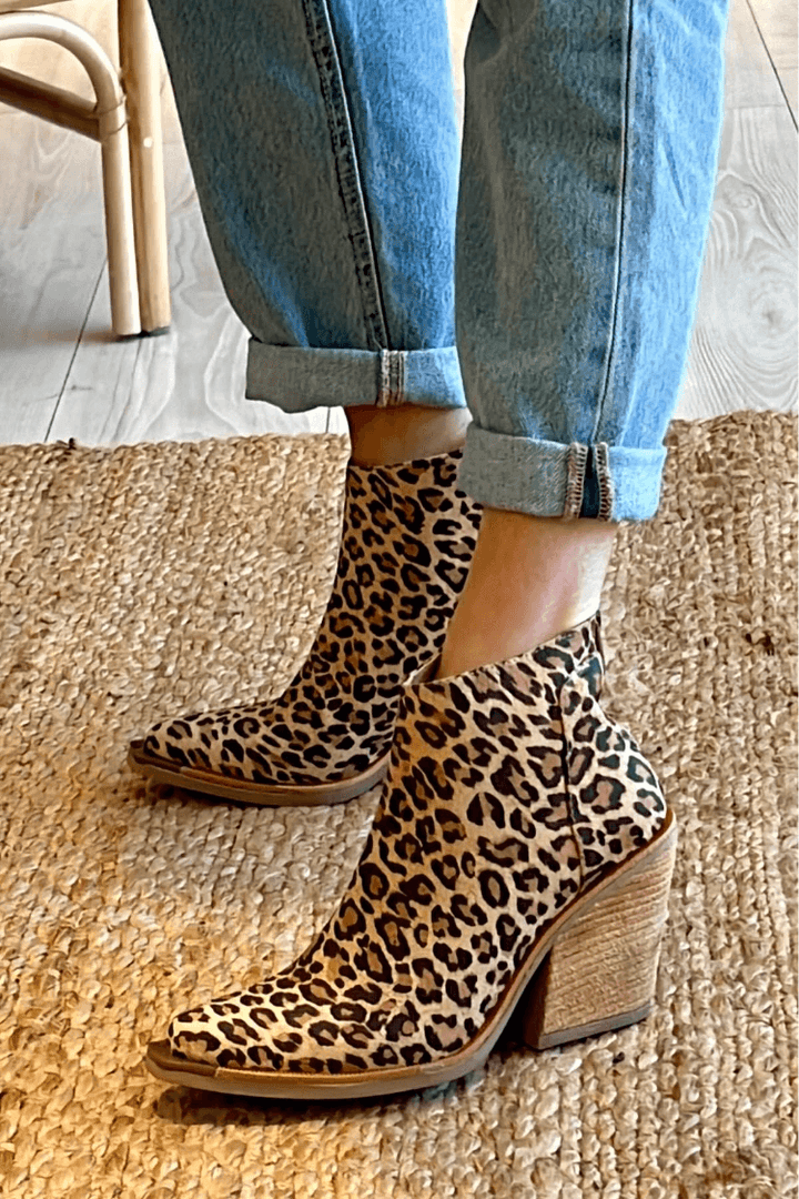Boots for Women | Ankle-Height Block Heel and Panther Print