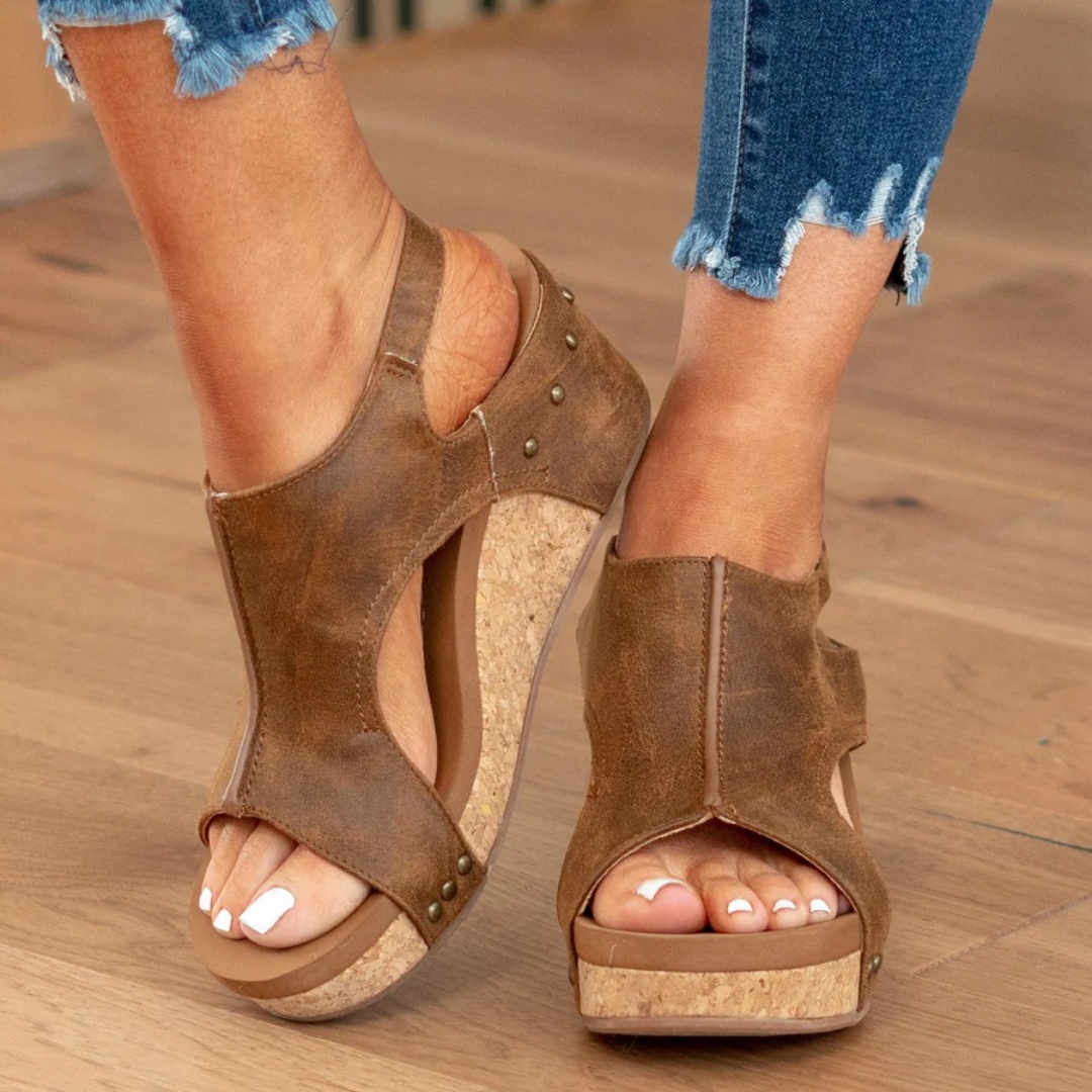 Sandals For Women | Open Toe Slingback With Wedge Heel